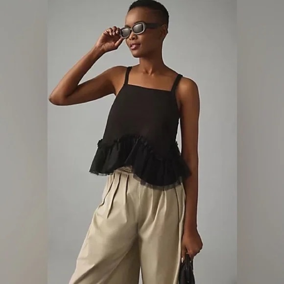 ANTHROPOLOGIE Sunday in Brooklyn Tulle-Hem Ponte Tank NWT Size XS - Picture 1 of 7